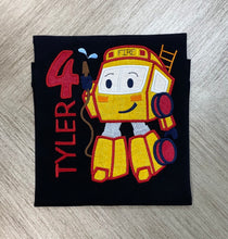 Load image into Gallery viewer, Boys Personalized Fire Truck Birthday Shirt