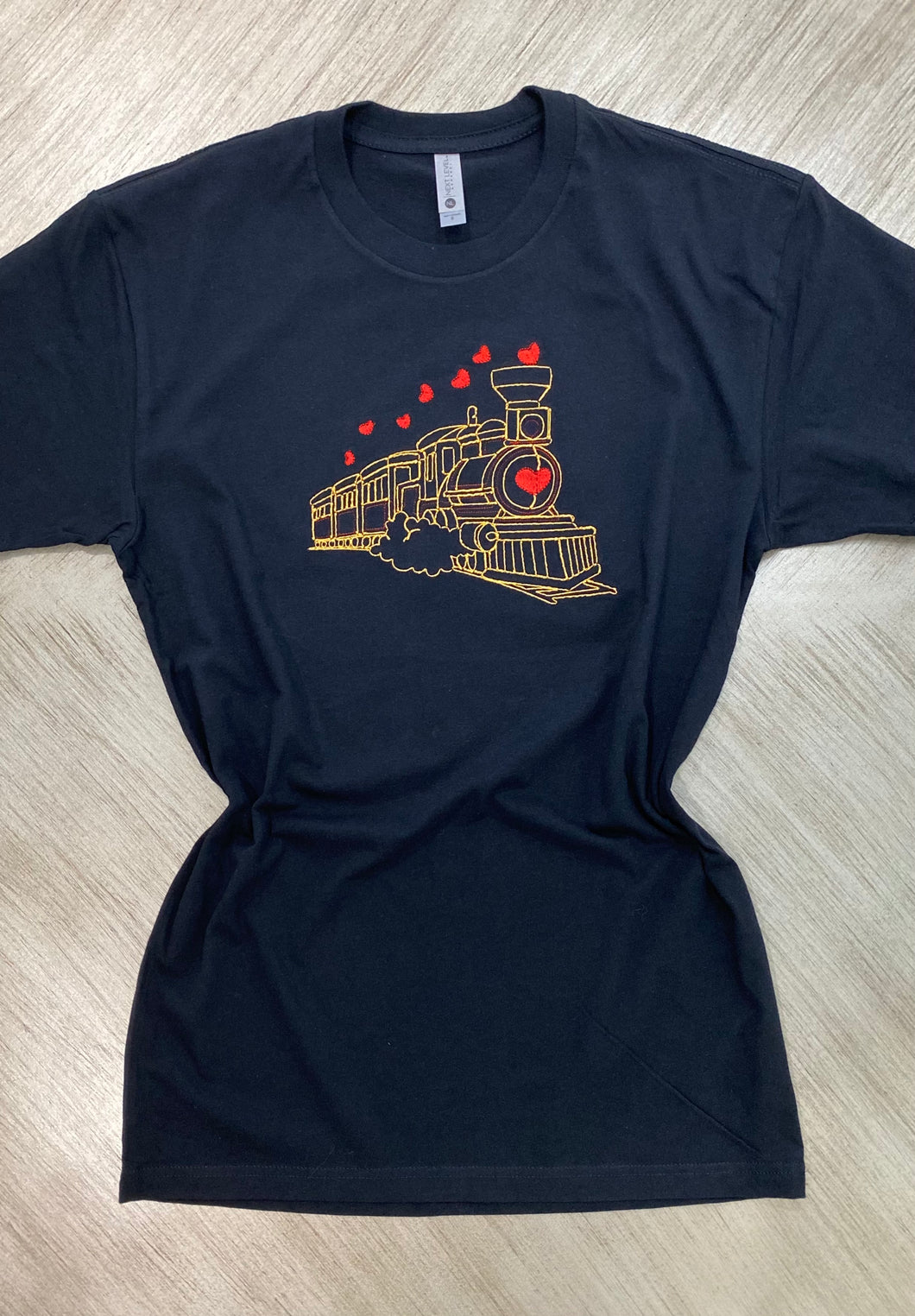 Women's Love Train Embroidery Design Shirt
