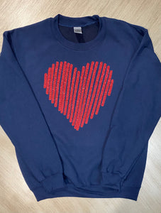 Red Glitter Heart Sweatshirt
